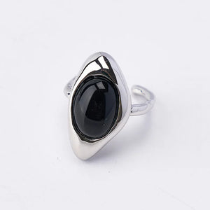 VILZSTUDIOS Black Stone Geometric Punk Finger Ring