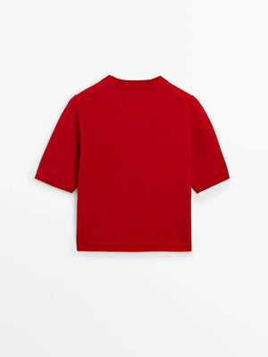 VILZSTUDIOS Red Wool Short Sleeve Sweater