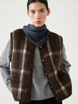 VILZSTUDIOS Chic Checkered Knitted Vest