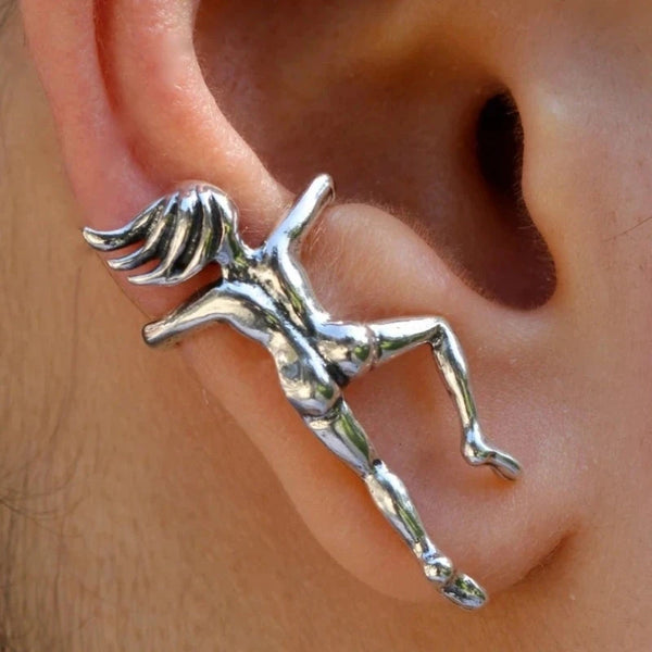 Stylish Silver 3D Character Clip Earring