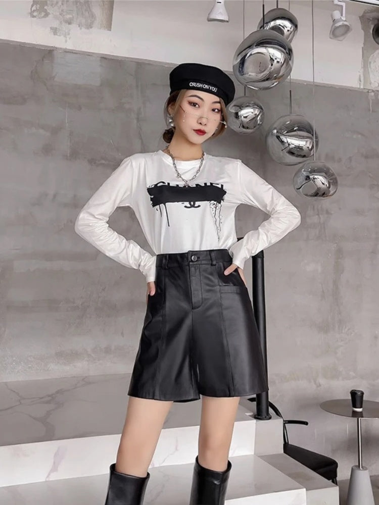 VILZSTUDIOS Basic PU Leather Shorts