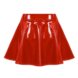 VILZSTUDIOS Glossy Pleated Patent Leather Skirt Mini