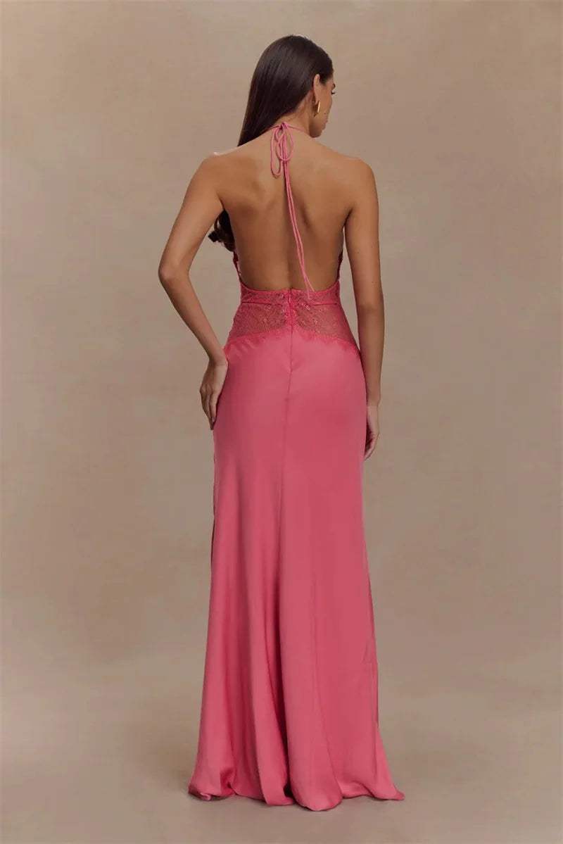 VILZSTUDIOS Backless Elegant Lace Maxi Dress