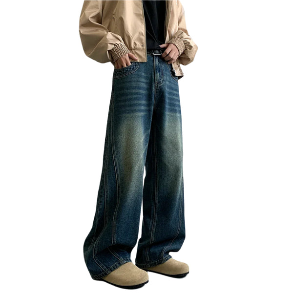 Winterblaue Patchwork-Jeans