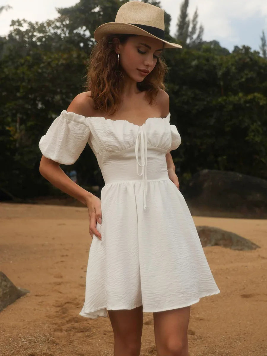 VILZSTUDIOS Elegant One Shoulder Puff Sleeve Dress