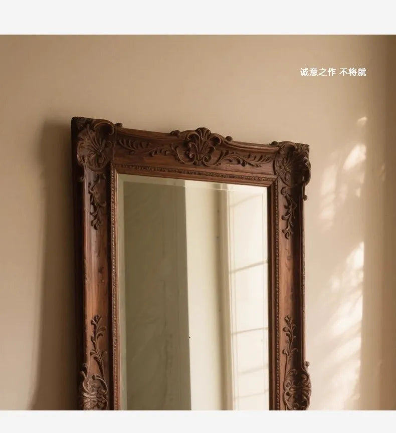 VILZSTUDIOS French Vintage Furniture Full-Length Wooden Frame Mirror Hotel Artistic Decorative Mirror Wedding Dress Store Dressing Mirror