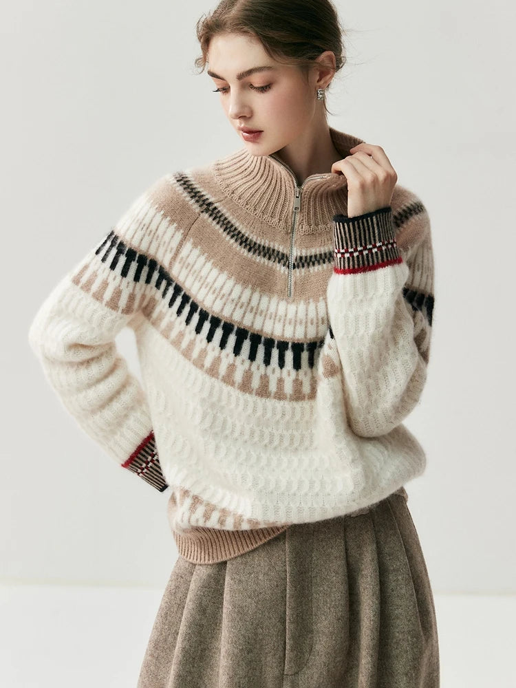 VILZSTUDIOS Luxury Cashmere Zipper Turtleneck Sweatshirt