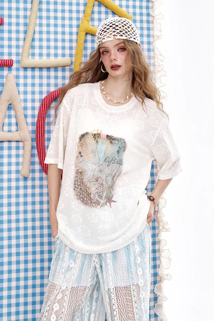 VILZSTUDIOS Chic Lace Loose T-Shirt