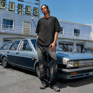 VILZSTUDIOS American Oversized Stone Washed Polyester T-Shirt