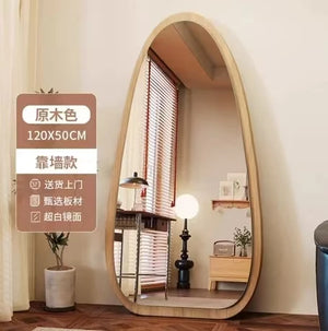 VILZSTUDIOS Bedroom Wooden Mirror Circular Standing Oval Big Decoration Full Body Modern Mirror Living Room Floor Espelhos Home Decorations