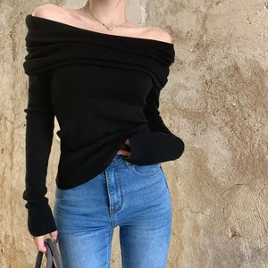 VILZSTUDIOS Off Shoulder Knitwear Sweater