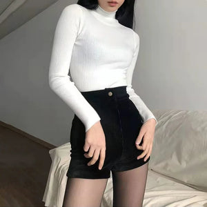 VILZSTUDIOS High Waist Black Corduroy Shorts Pants