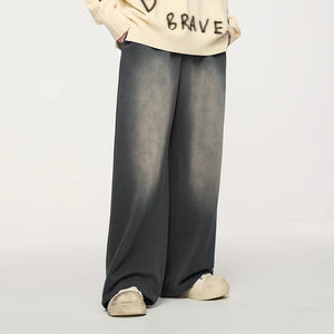 VILZSTUDIOS Washed Straight Wide Leg Casual Pants