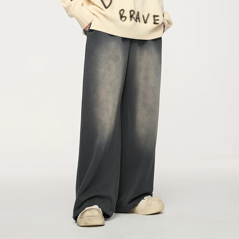 VILZSTUDIOS Washed Straight Wide Leg Casual Pants