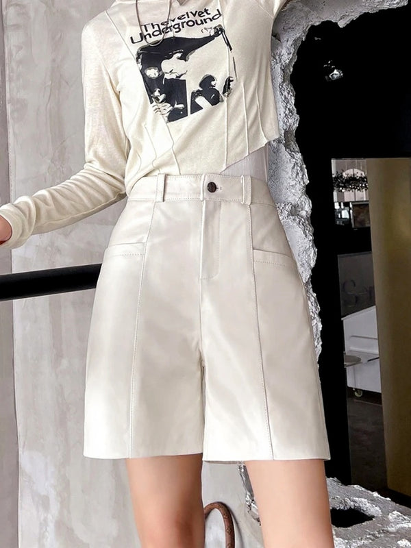 Basic PU Leather Shorts