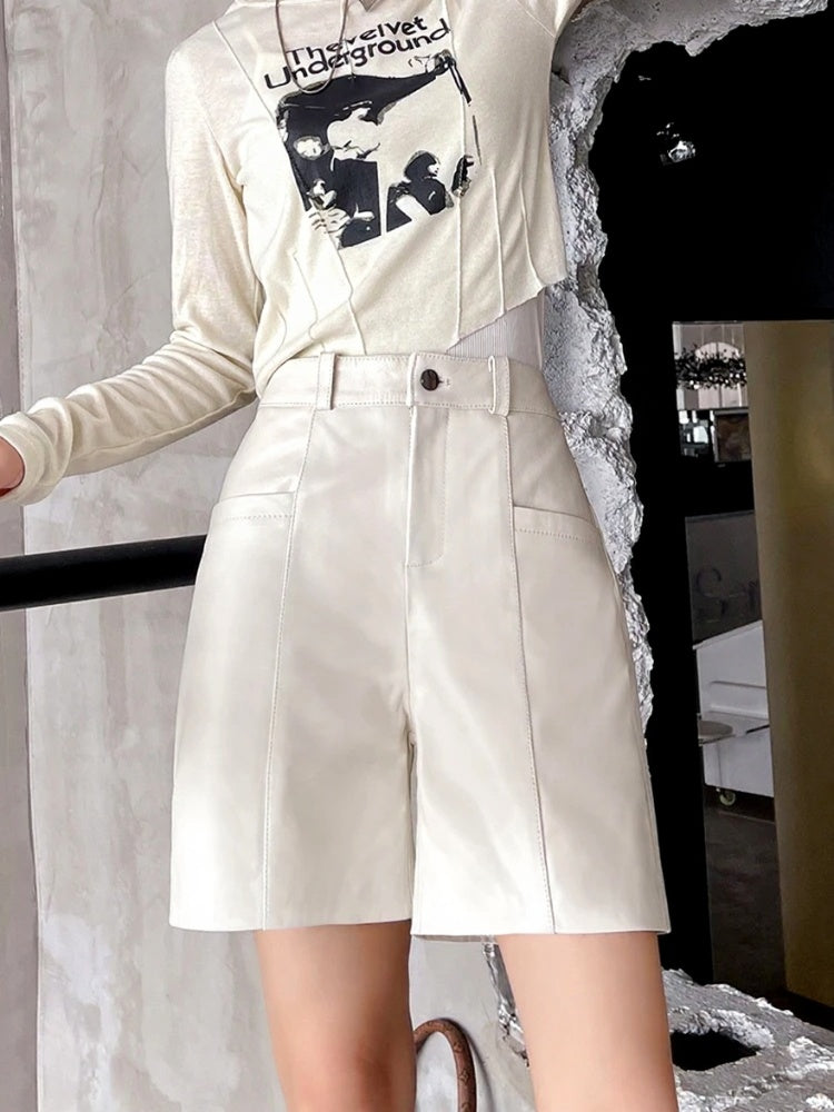 VILZSTUDIOS Basic PU Leather Shorts