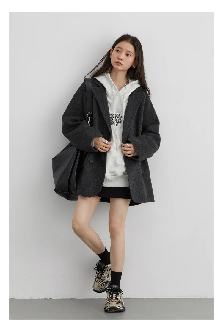 VILZSTUDIOS Chic Woolen Double Breasted Coat