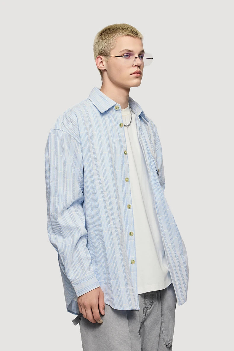 VILZSTUDIOS Versatile Loose Striped Check Shirt