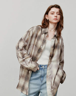 VILZSTUDIOS Vintage Plaid Loose Shirt
