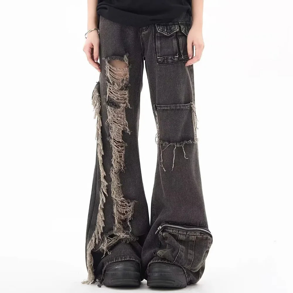 VILZSTUDIOS Vintage Ripped Loose Cargo Jeans
