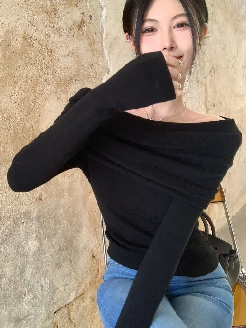 VILZSTUDIOS Off Shoulder Knitwear Sweater