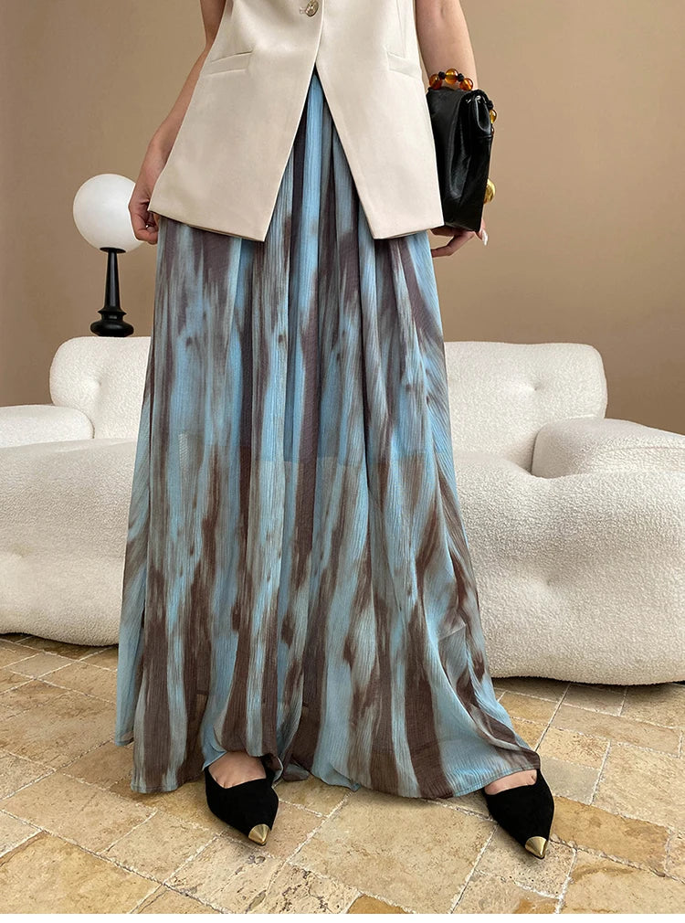 VILZSTUDIOS Chinese Style Ink Wash Maxi Skirt