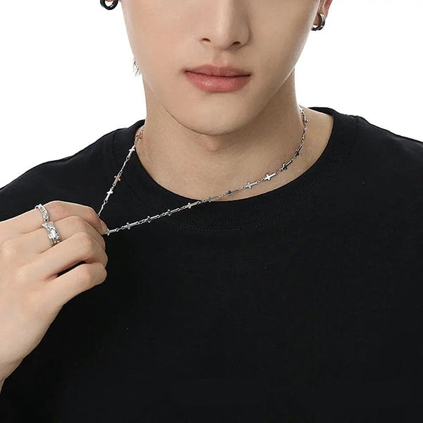 Men Bold Cross Chain Punk Necklace