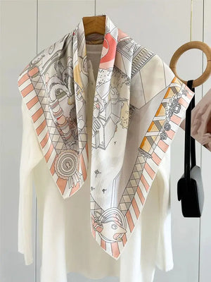 VILZSTUDIOS Fashion Lady Silk Print Scarves Square Luxury Shawl