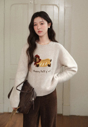 VILZSTUDIOS Casual Round Neck Knit Sweater