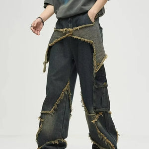 VILZSTUDIOS Retro Design Five Cornered Star Cargo Jeans