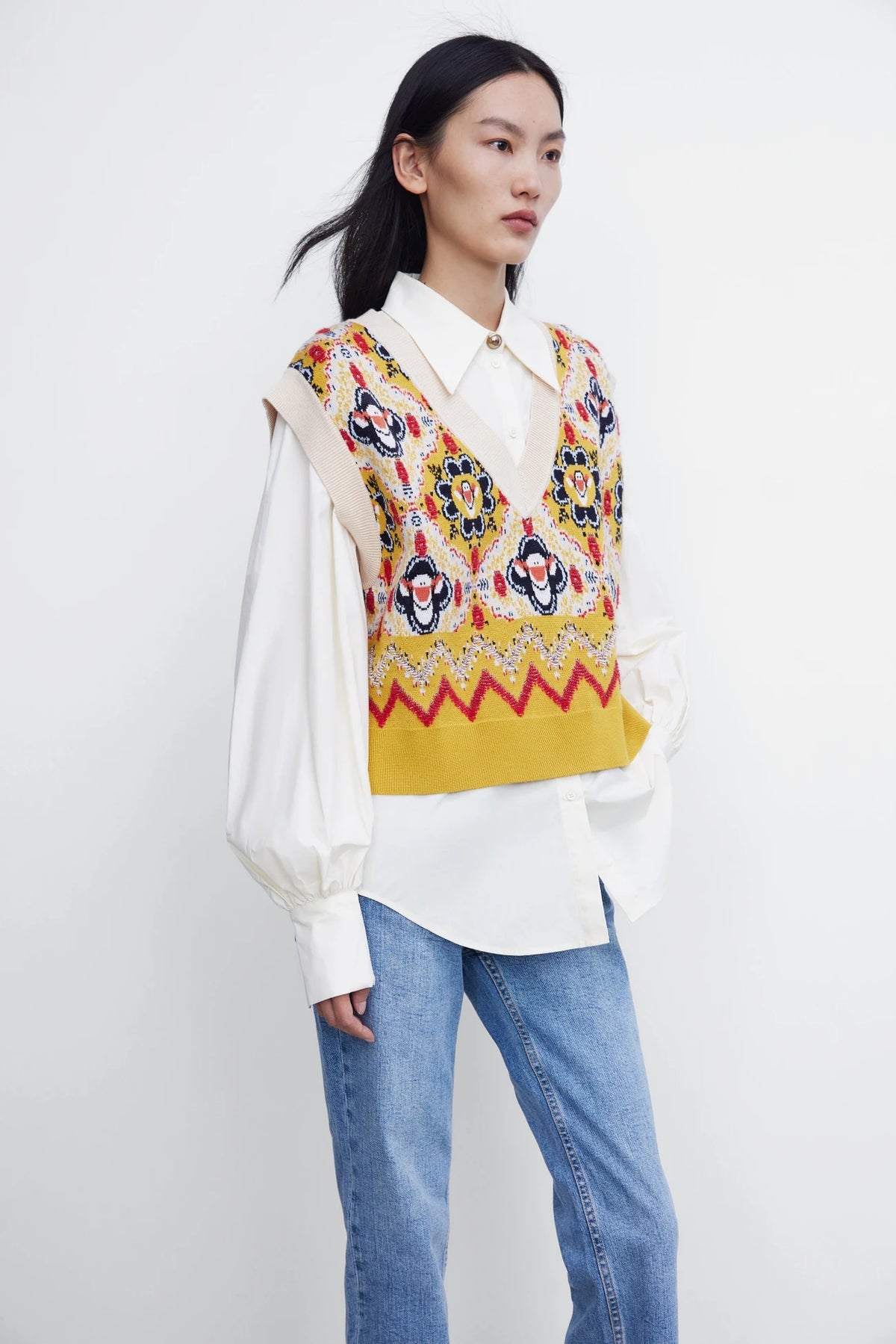 VILZSTUDIOS Jacquard Colorful Knitted Vest
