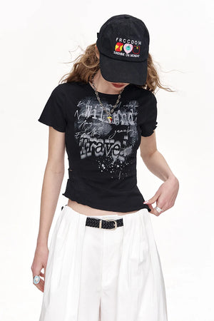 VILZSTUDIOS Retro Irregular Sliced Crop Top
