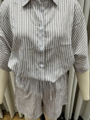 VILZSTUDIOS Casual Striped Linen Cotton Shirt