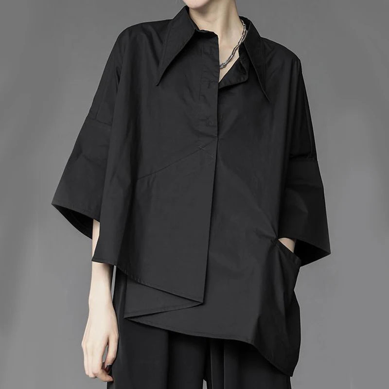 VILZSTUDIOS Chic Gothic Chiffon Black Shirt