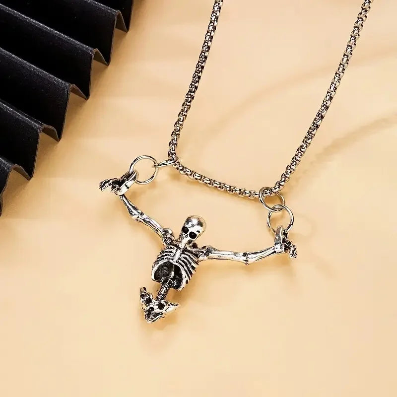 VILZSTUDIOS Exaggerated Retro Halloween Skeletons Pendants Necklaces
