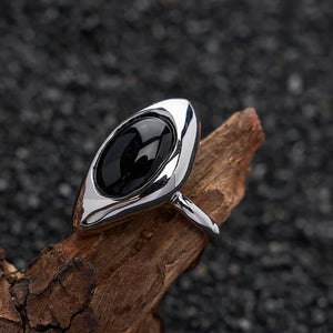 VILZSTUDIOS Black Stone Geometric Punk Finger Ring