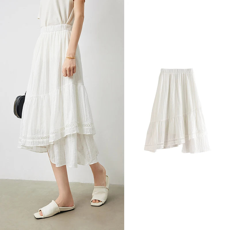 VILZSTUDIOS Lyocell Jacquard Spliced A-Line Skirt