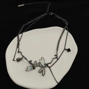 VILZSTUDIOS Gothic Black Dragonfly Choker Necklace