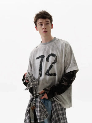 VILZSTUDIOS Camouflage Long Sleeve Spliced T-Shirt