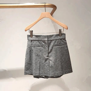 VILZSTUDIOS Chic Diamond Decoration High Waist Mini Skirt