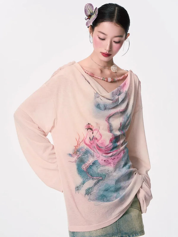 Oversized Backless Graphic Top