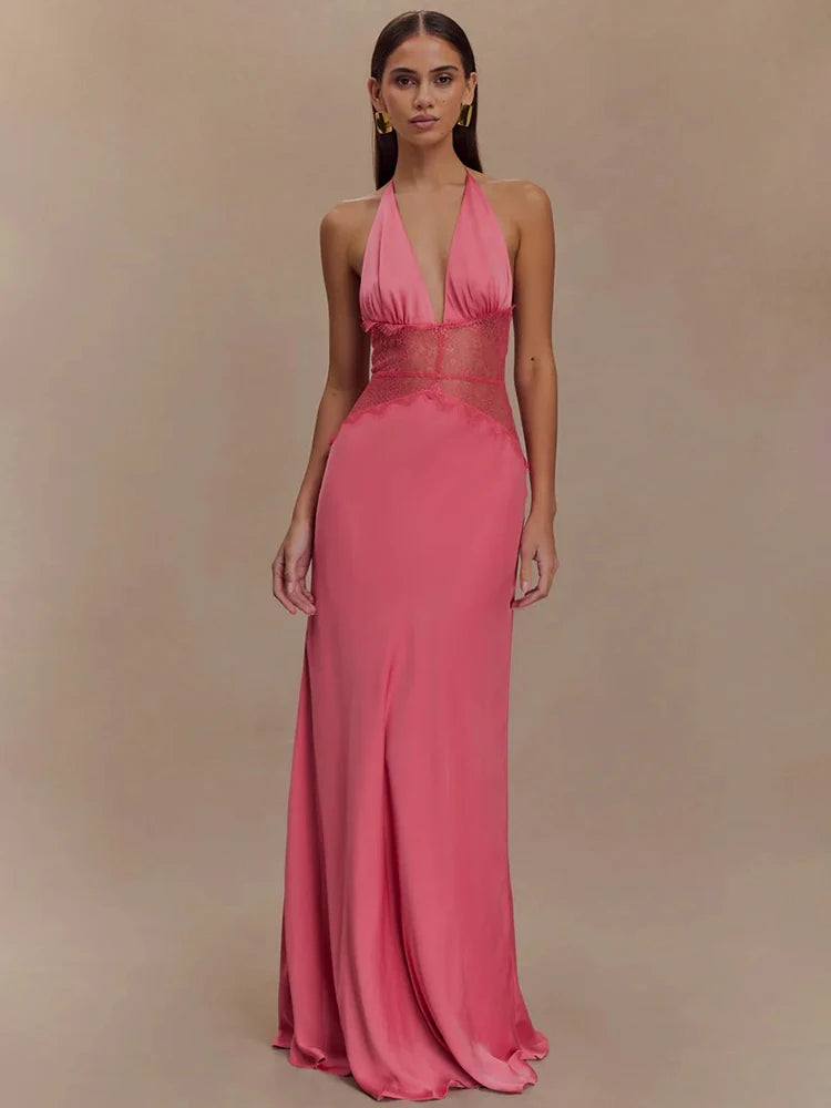 VILZSTUDIOS Backless Elegant Lace Maxi Dress