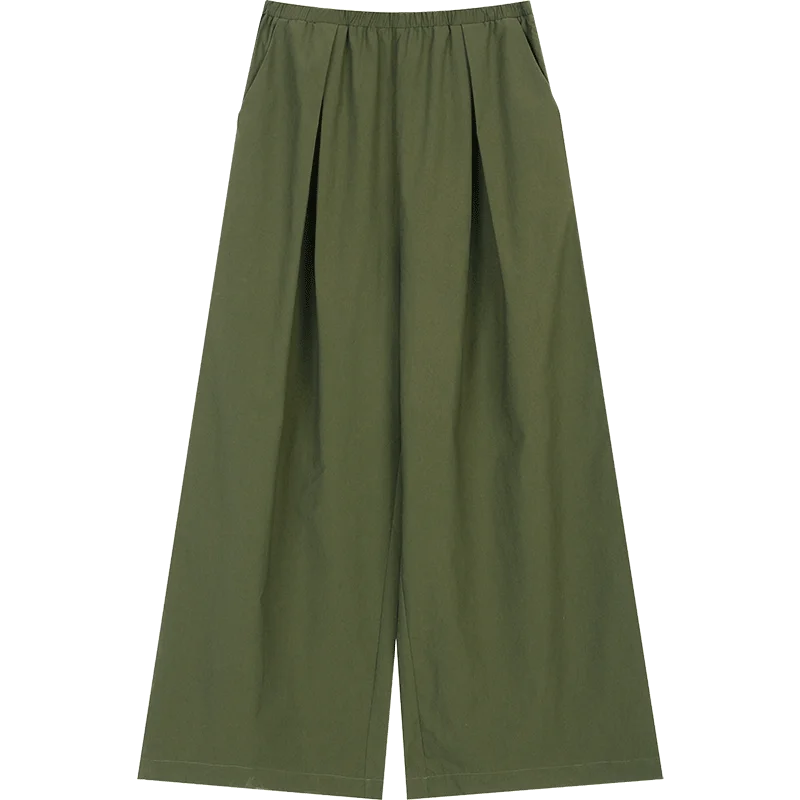 VILZSTUDIOS Solid Loose Wrinkled Straight Leg Pants