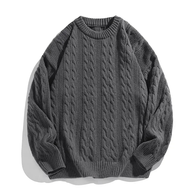 VILZSTUDIOS Classic Grey O-Neck Knitted Sweater
