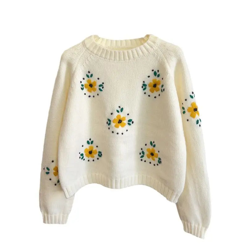 VILZSTUDIOS Flower Embroidered Sweater