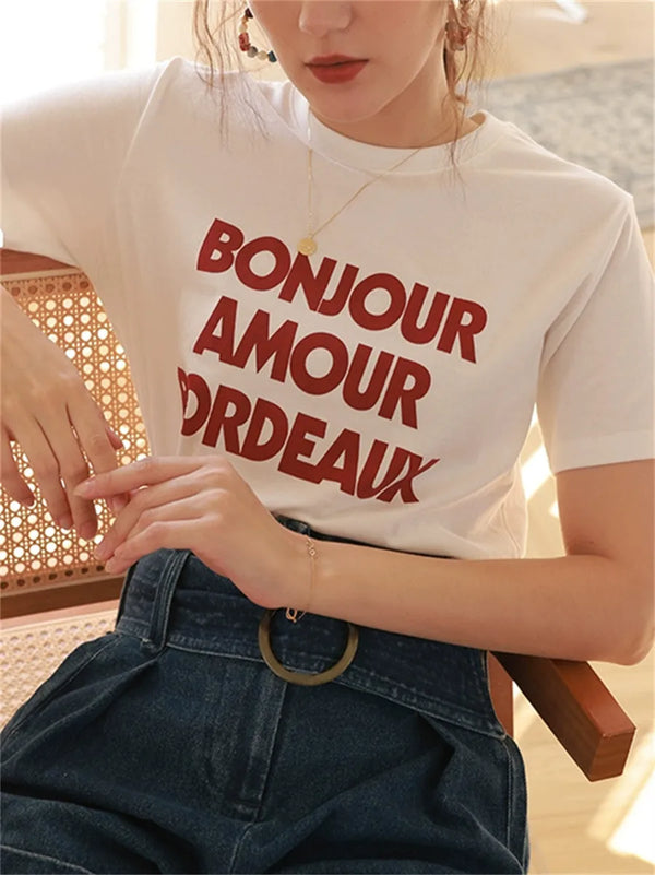 Bonjour Round Neck T-Shirt