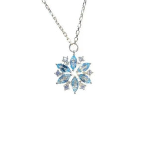 VILZSTUDIOS Sweet 925 Sterling Silver Blue Crystal Zircon Snowflake Necklace