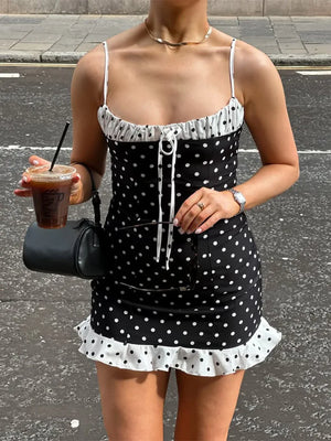 VILZSTUDIOS Vintage Polka Dot Suspender Mini Dress