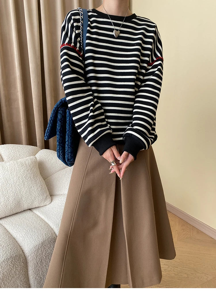 VILZSTUDIOS French Striped Fleece Sweater