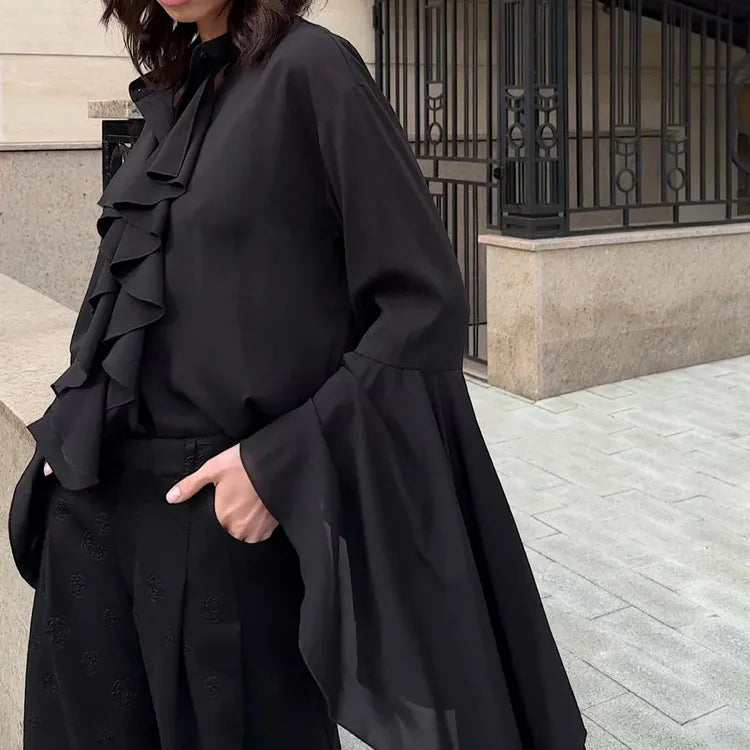 VILZSTUDIOS Elegant Ruffled Chiffon Blouse